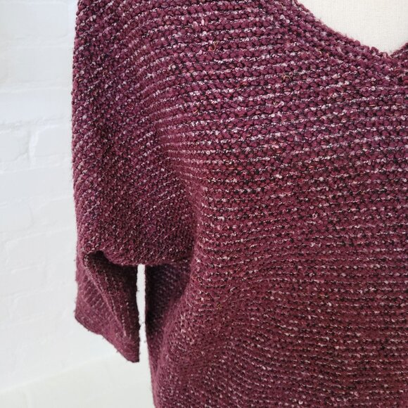 Kut From The Kloth Tops Medium Sweater Purple Pink 3/4 Sleeve V-Neck Chunky Knit - Picture 4 of 8